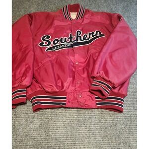 Vintage DeLONG Southern Nazarene University Bomber Jacket Red Mens XL USA